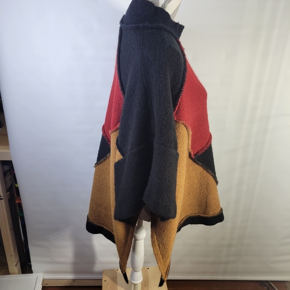 Umgee USA Color Block Oversized Boxy Sweater Size ML Cotton Blend Offset Pocket - Picture 6 of 12